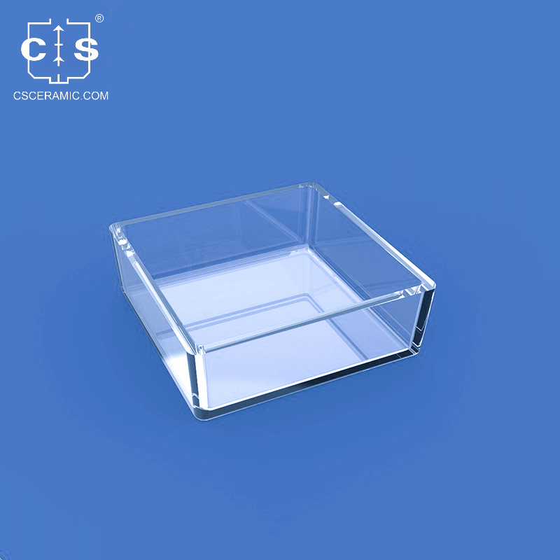 99,99 % transparente quadratische Quarzglas-Tiegel. Silica-Tiegel